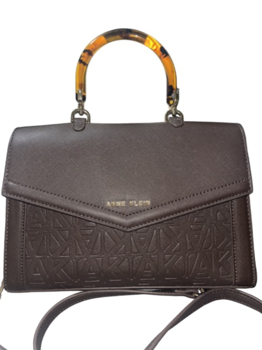 Anne Klein Embossed Satchel Crossbody Tortoiseshell Top Handle Bag